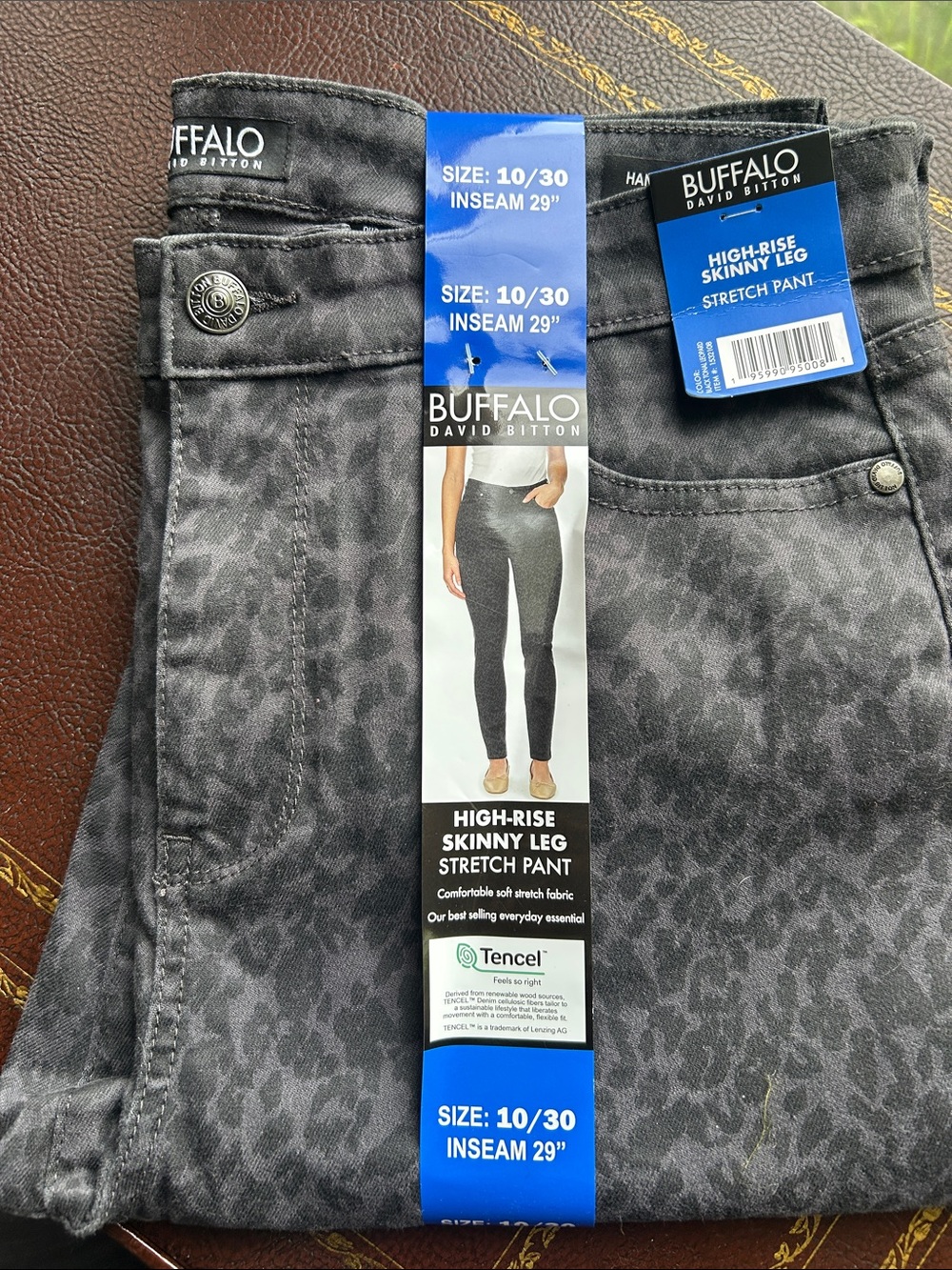 Buffalo David Bitton High-Rise Skinny Jeans in Charcoal Leopard Print